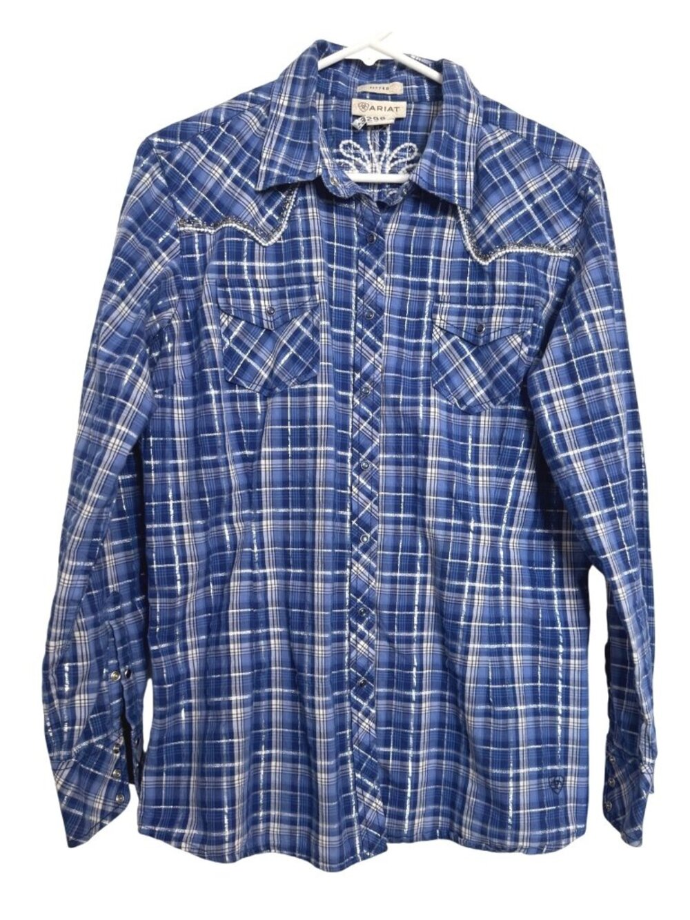 Ariat Plaid Snap Button Size XL Women’s Shimmer Western Shirt Fitted EUC